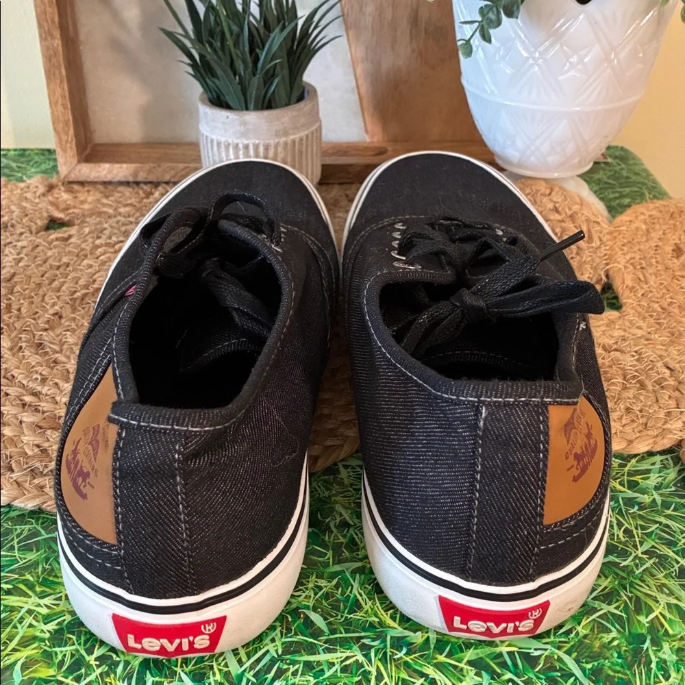 Levi's Black Canvas Sneakers with White Soles
